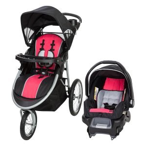 pink and black jogging stroller